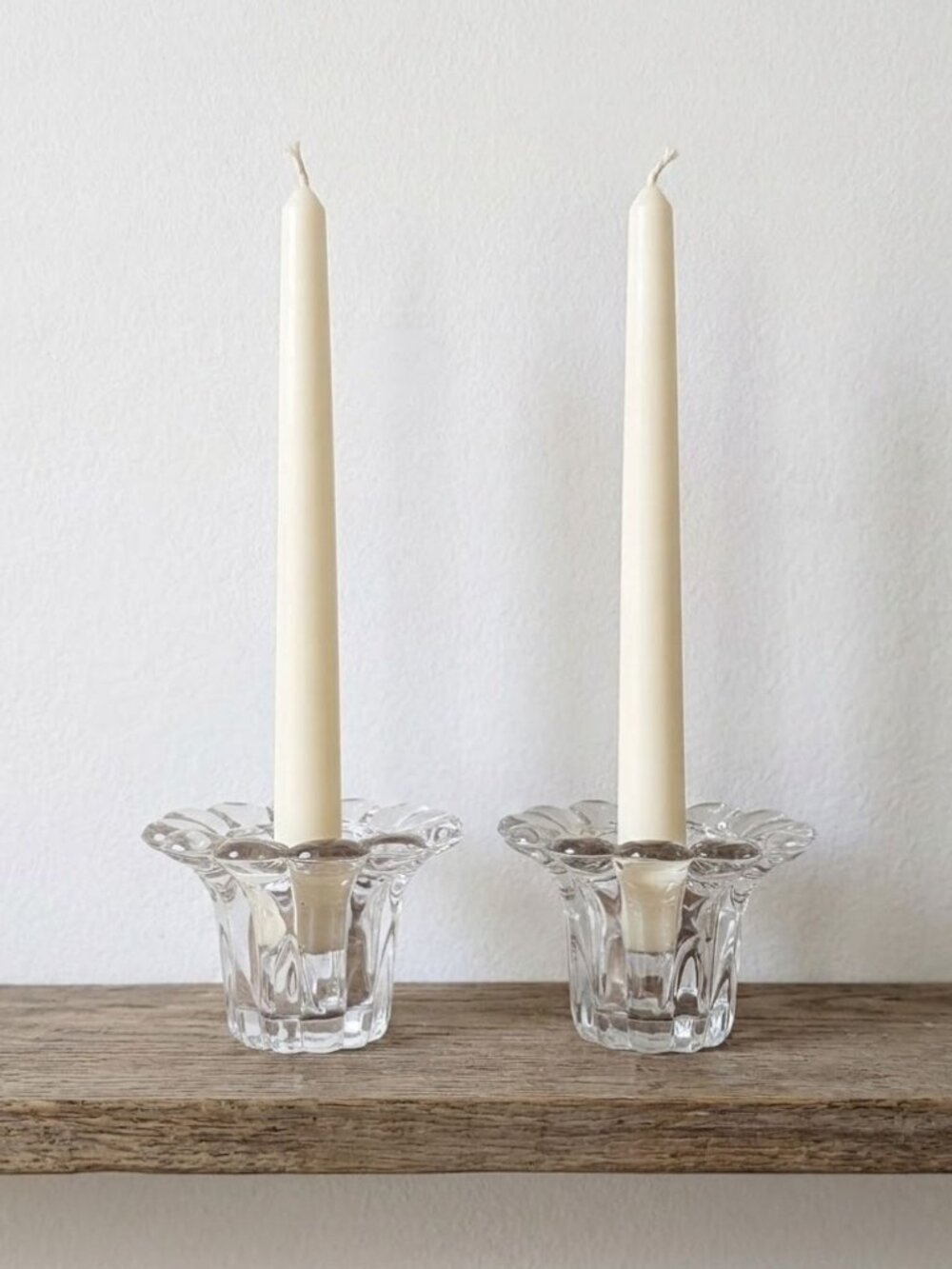 Borgonovo Queen Taper Candle Holder Clear Glass Set of 2 Made in Italy Vintage